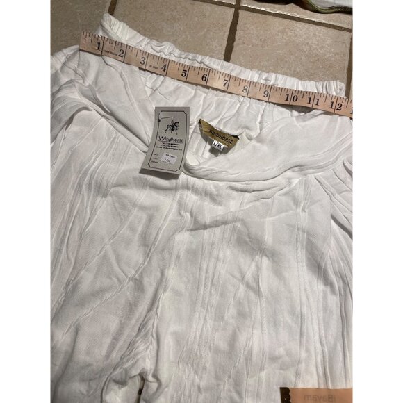 Windhorse Womens White Flowy Boho Cotton Elastic Waist Wide-Leg Pants L/XL - Picture 14 of 17